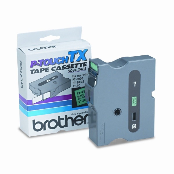 Brother 24mm (1") Black on Green Laminated Tape (15m/50') (1/Pkg) Brother 24mm (1") Black on Green Laminated Tape (15m/50') (1/Pkg)