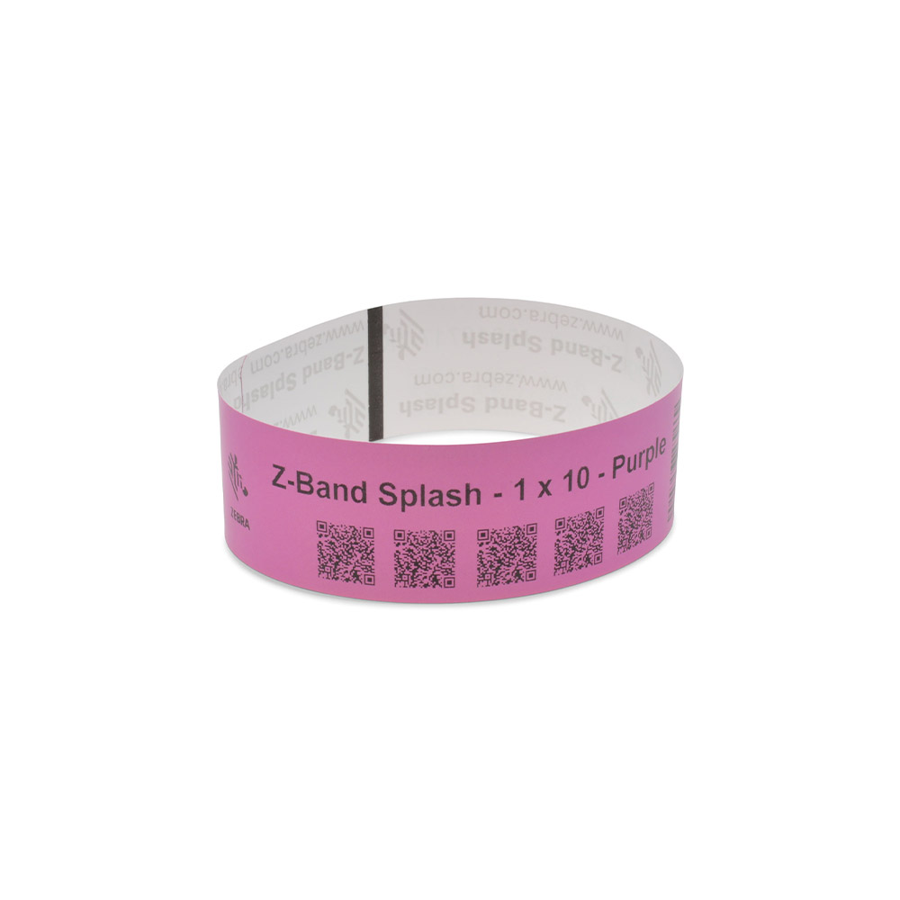 Zebra DT Wristband Polypropylene Purple (1" x 10") (1" Core) Zebra DT Wristband Polypropylene Purple (1" x 10") (1" Core)