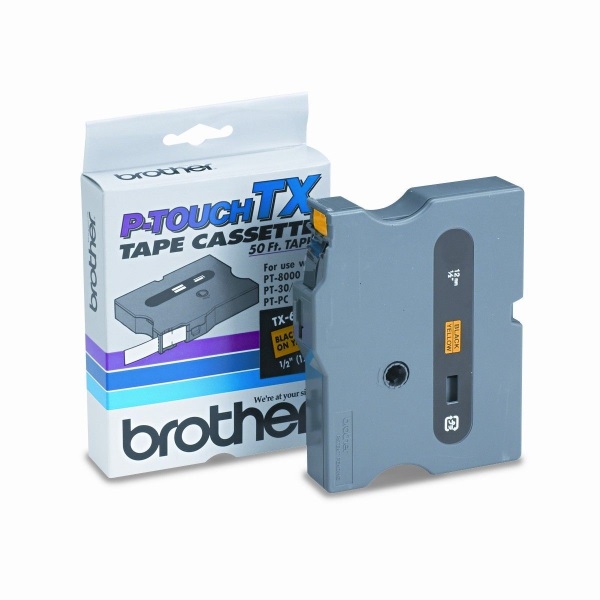 Brother 12mm (1/2") Black on Yellow Laminated Tape (15m/50') (1/Pkg) Brother 12mm (1/2") Black on Yellow Laminated Tape (15m/50') (1/Pkg)