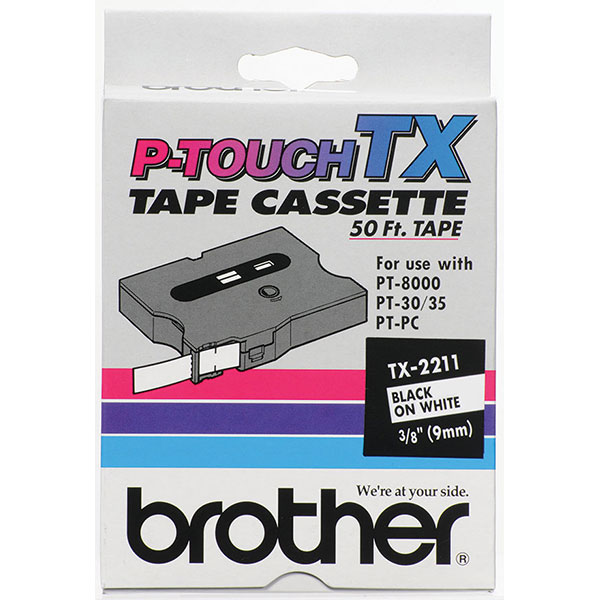 Brother 9mm (3/8") Black on White Laminated Tape (15m/50') (1/Pkg) Brother 9mm (3/8") Black on White Laminated Tape (15m/50') (1/Pkg)