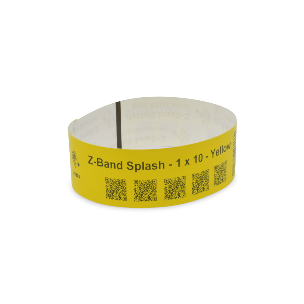 Zebra DT Wristband Polypropylene Yellow (1" x 10") (1" Core) Zebra DT Wristband Polypropylene Yellow (1" x 10") (1" Core)