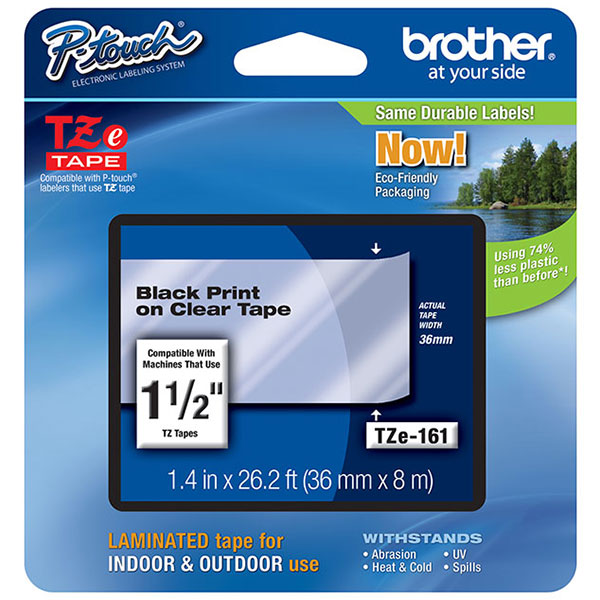 Brother 36mm (1 1/2") Black on Clear Laminated Tape (8m/26.2') (1/Pkg) Brother 36mm (1 1/2") Black on Clear Laminated Tape (8m/26.2') (1/Pkg)