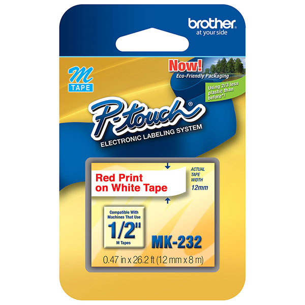 Brother 12mm (1/2") Red on White Non-Laminated Tape (8m/26.2') (1/Pkg) Brother 12mm (1/2") Red on White Non-Laminated Tape (8m/26.2') (1/Pkg)