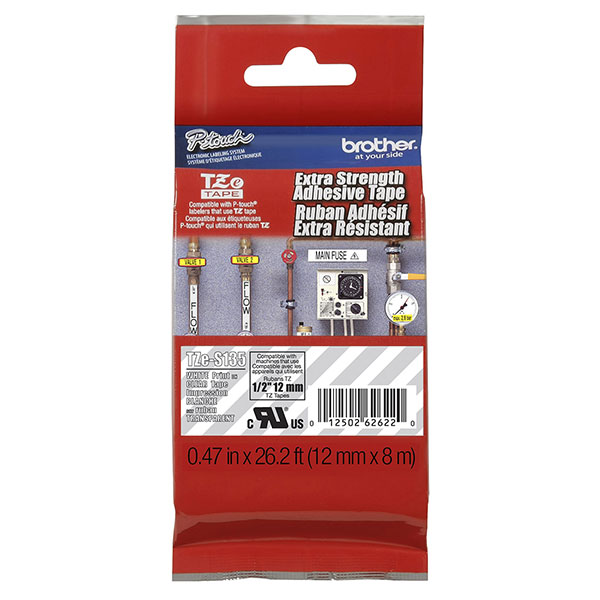 Brother 12mm (1/2") White on Clear Extra Strength Super Adhesive Industrial Tape (8m/26.2') (1/Pkg) Brother 12mm (1/2") White on Clear Extra Strength Super Adhesive Industrial Tape (8m/26.2') (1/Pkg)