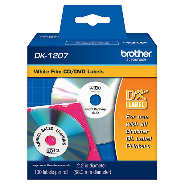 Brother CD/DVD Die-Cut Film Label (100 Labels/Pkg)
