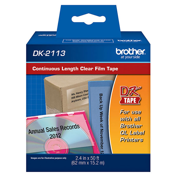 Brother 62mm (2 3/7") Black on Clear Continuous Length Film Label Tape (15m/50') (1/Pkg) Brother 62mm (2 3/7") Black on Clear Continuous Length Film Label Tape (15m/50') (1/Pkg)