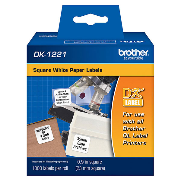 Brother 23mm (10/11") Square White Paper Labels (1000 Labels/Pkg) Brother 23mm (10/11") Square White Paper Labels (1000 Labels/Pkg)