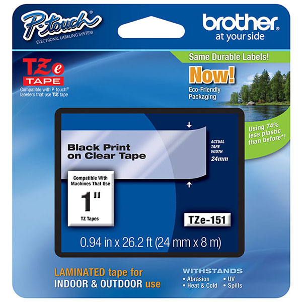 Brother P-Touch TZe Standard Adhesive Laminated Labeling Tape, 0.94"x26.2ft Brother P-Touch TZe Standard Adhesive Laminated Labeling Tape, 0.94"x26.2ft