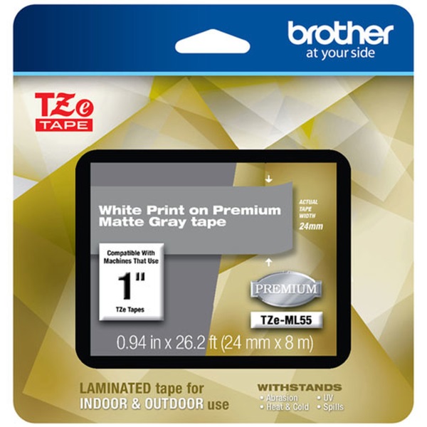 Brother P-Touch White/Gray Laminated Tape, 1/EA