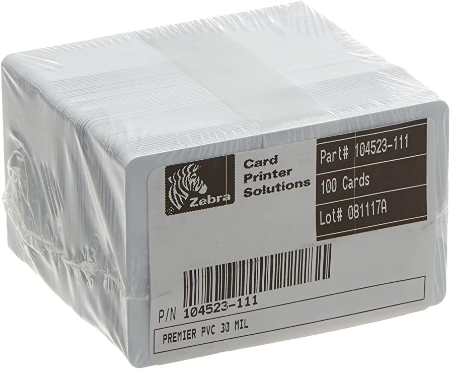Zebra White PVC Cards (30 mil) (500 card