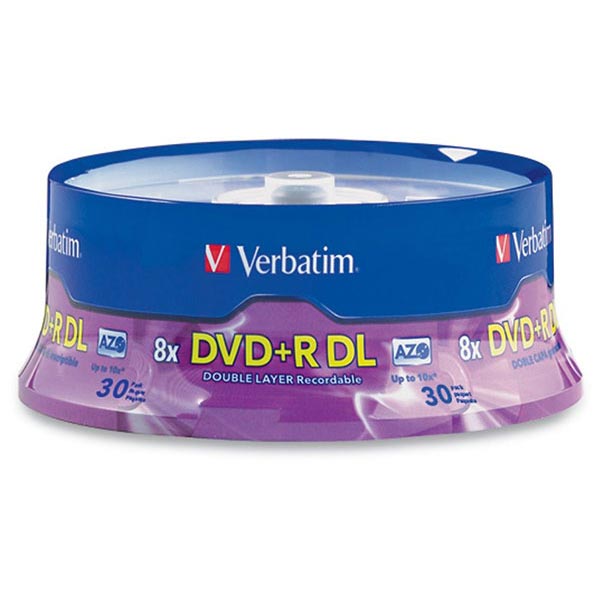 Verbatim DVD+R Dual Layer (8.5 GB) (8X) Branded (PKG=30 SPINDLE)