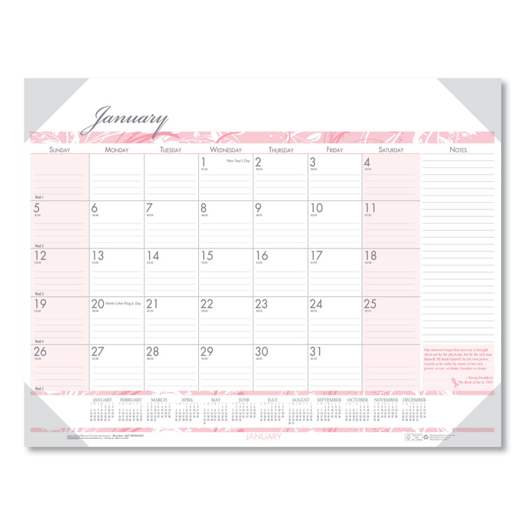 2025 Cancer Awareness Desk Calendar, 18.5x13