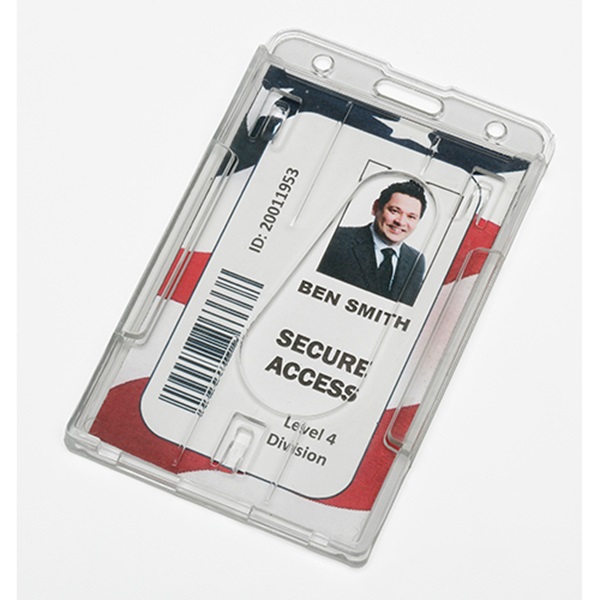 DUAL CARD ID HOLDER, CLEAR, VERTICAL, 2