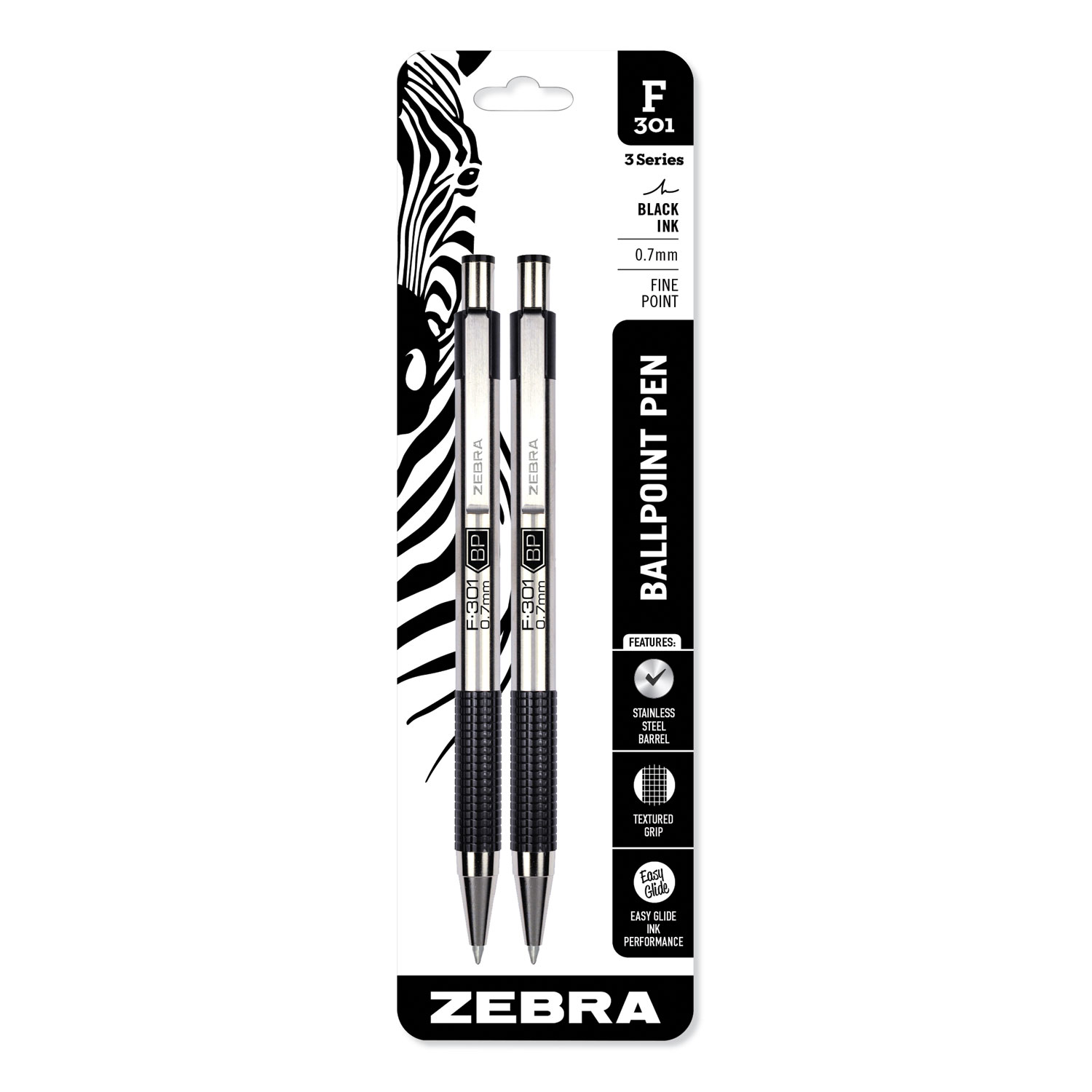 ZEBRA RETRACTABLE BALLPOINT PEN, 1 MM, B