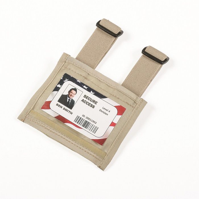 ARMBAND BADGE HOLDER, TAN, 2 5/8" X 3 3/