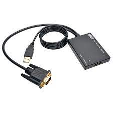 TRIPP-LITE VGA to HDMI Component Adapter Converter with USB Audio Power VGA to HDMI 1080p   Cable Type:  AV Cable   Left Connector Type:  HDMI   Left Connector Gender:  Female   Right Connector Type:  USB Type A; 15 pin HD D-Sub (HD-15)   Right Connector 