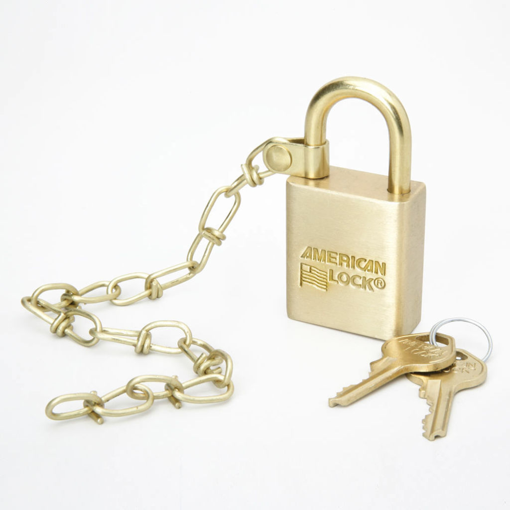 BRASS PADLOCK  SQUARE WITH CHAIN