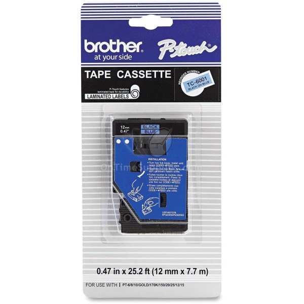 Brother 12mm (1/2") Black on Blue Laminated Tape (7.7m/25.2') (1/Pkg) Brother 12mm (1/2") Black on Blue Laminated Tape (7.7m/25.2') (1/Pkg)