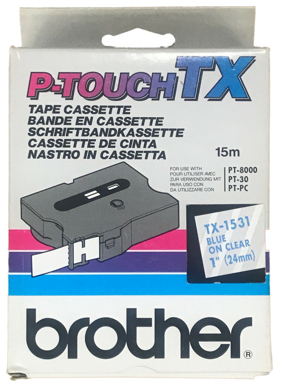 Brother 24mm (1") Blue on Clear Laminated Tape (15m/50') (1/Pkg) Brother 24mm (1") Blue on Clear Laminated Tape (15m/50') (1/Pkg)