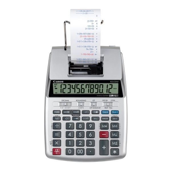 Canon P-23-DHV-3 Portable Palm Printing Calculator FEATURES: Double Check Function Currency Conversion Tax Calculation Bus