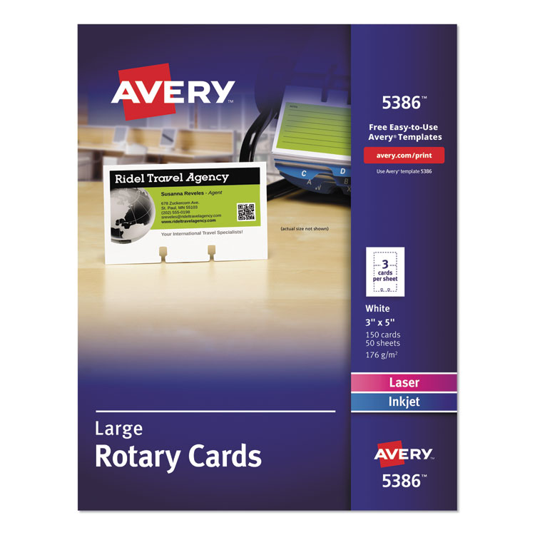Avery Large Rotary Cards, Laser/Inkjet, 3 x 5, White, 150/BX