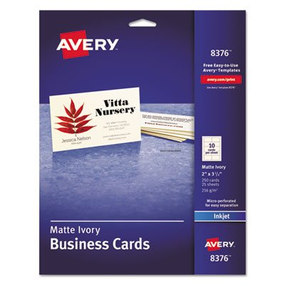 Avery Printable Microperforated Business Cards, 2 x 3.5, Ivory, 25/PK