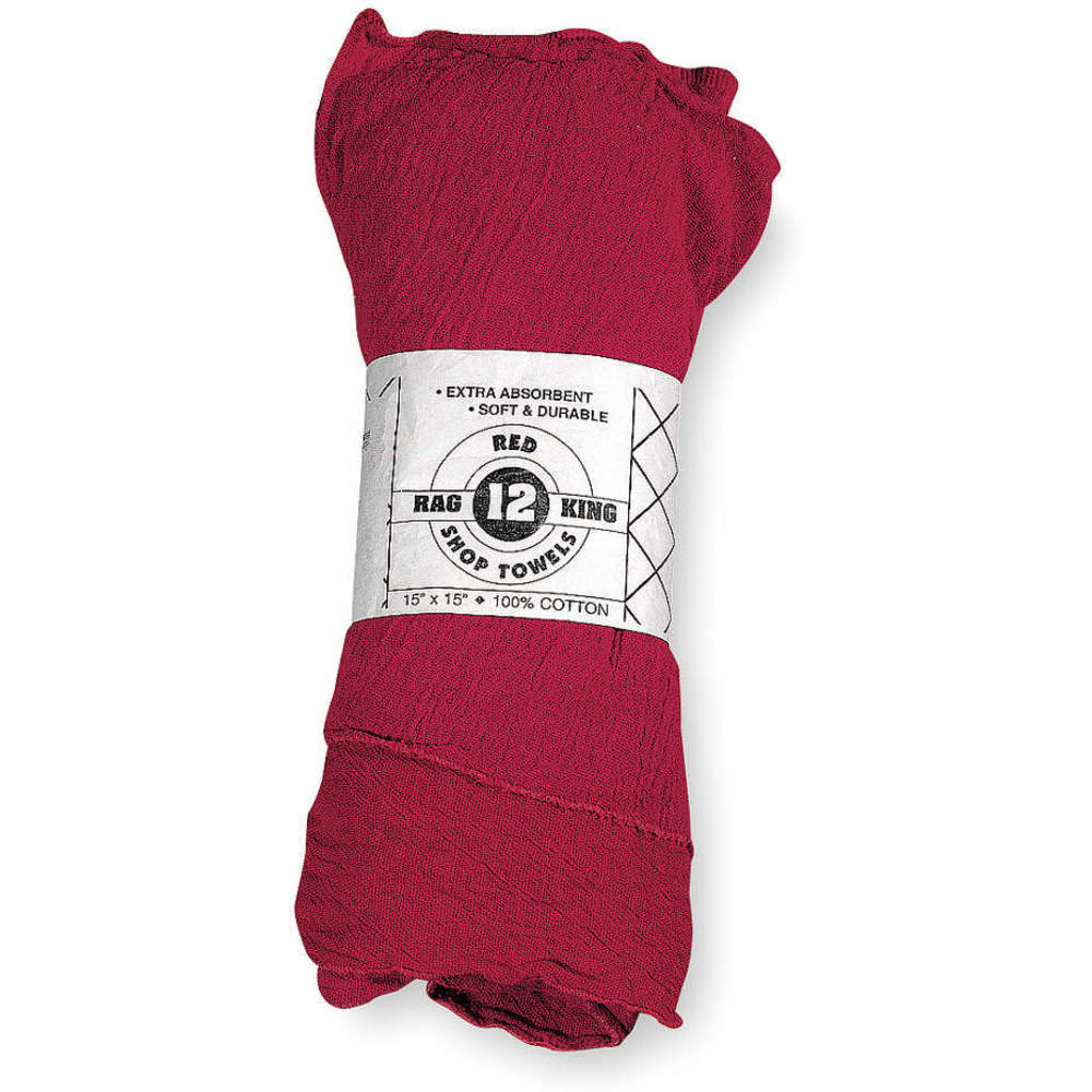Skilcraft Red 15"x15" Shop Towels, 12/BD