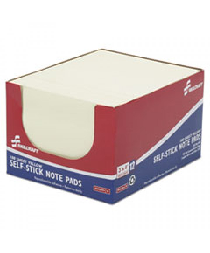SELF-STICK NOTE PADS, 3 X 4, UNRULED, YE