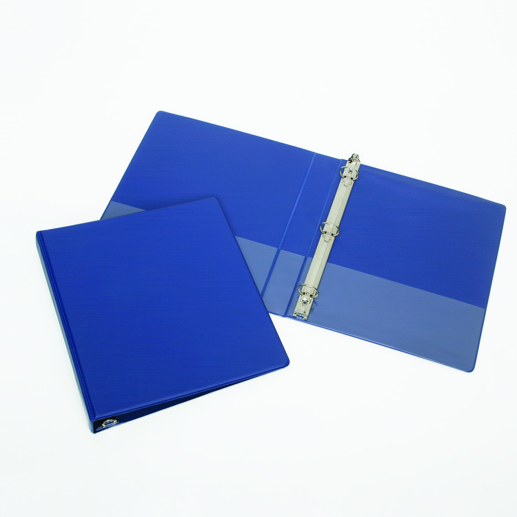 3-RING BINDER W/POCKET, BLUE, 8-1/2 X 11