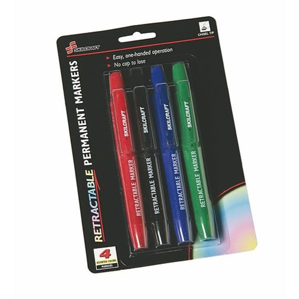 RETRACTABLE PERMANENT MARKER BLACK, BLUE