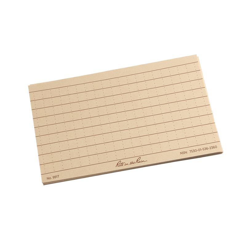 RITE-N-RAIN R&R Index Cards, Tan 3"x5"