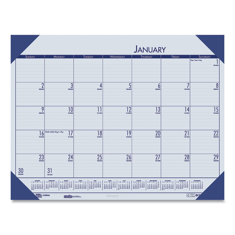2025 Recycled Monthly Desk Pad Calendar, 18.5 x 13