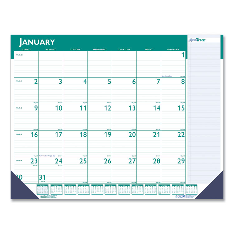 2025 Express Track Monthly Desk Calendar, 22 x 17