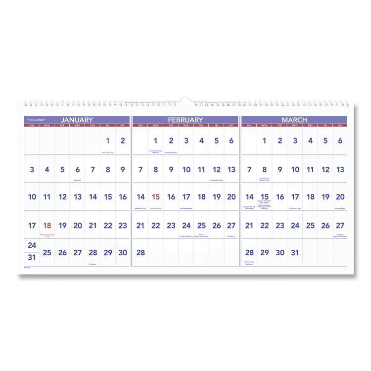 2024-2026 Deluxe 3-Month Wall Calendar, 24x12