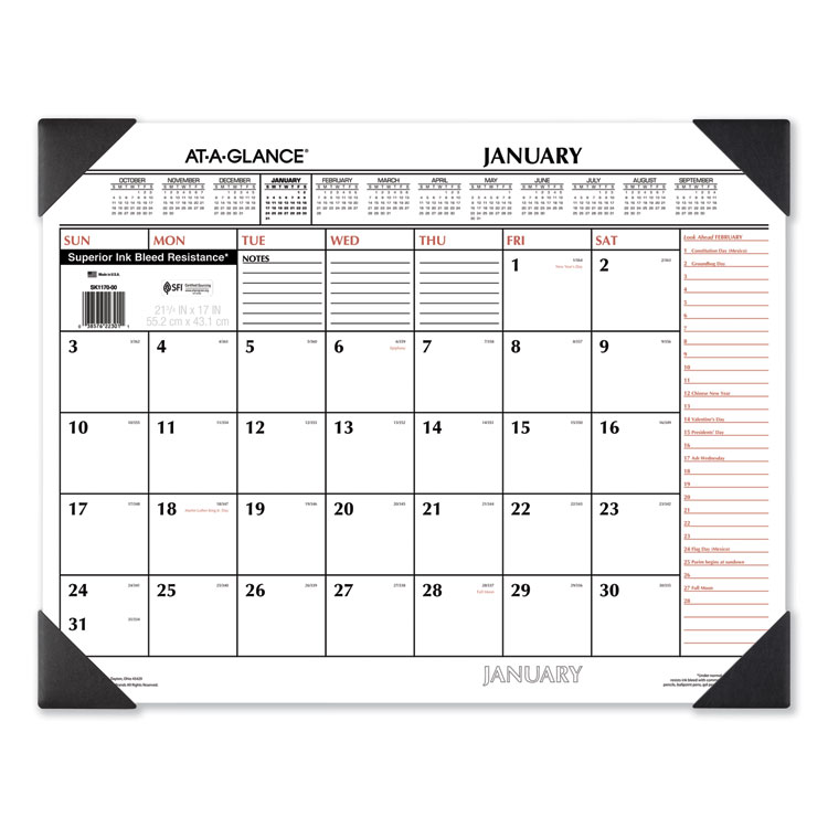 2025 Two-Color Monthly Desk Calendar, 22 x 17