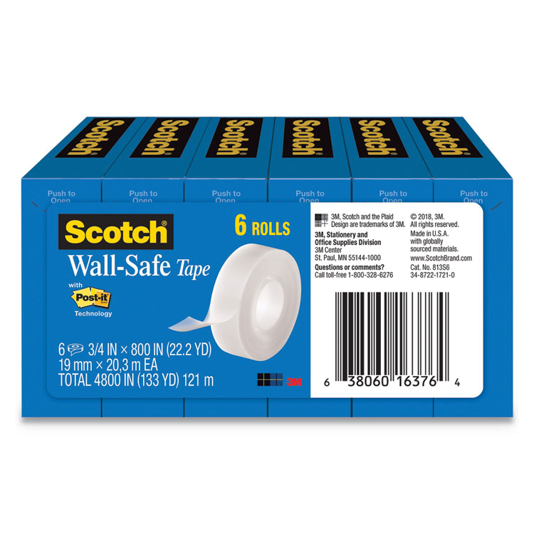 TAPE,WALL SAFE,6/PK,ROLLS