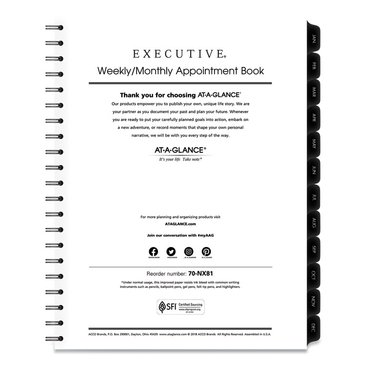 2025-2026 Executive Monthly Refill 11"x8.25"