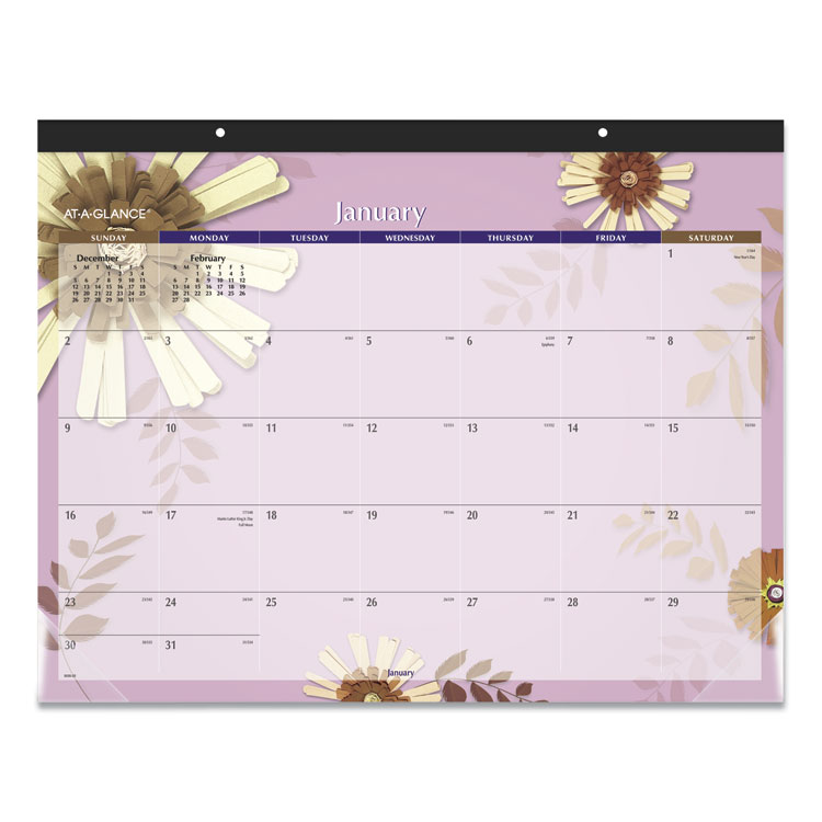 2025 Paper Flowers Desk Pad, 22x17