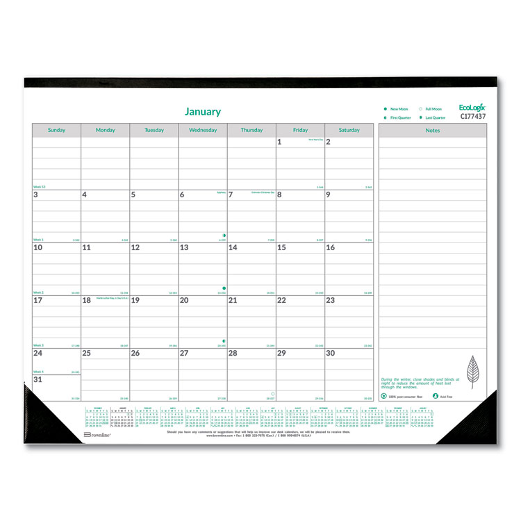 2025 EcoLogix Monthly Desk Calendar, 22x17