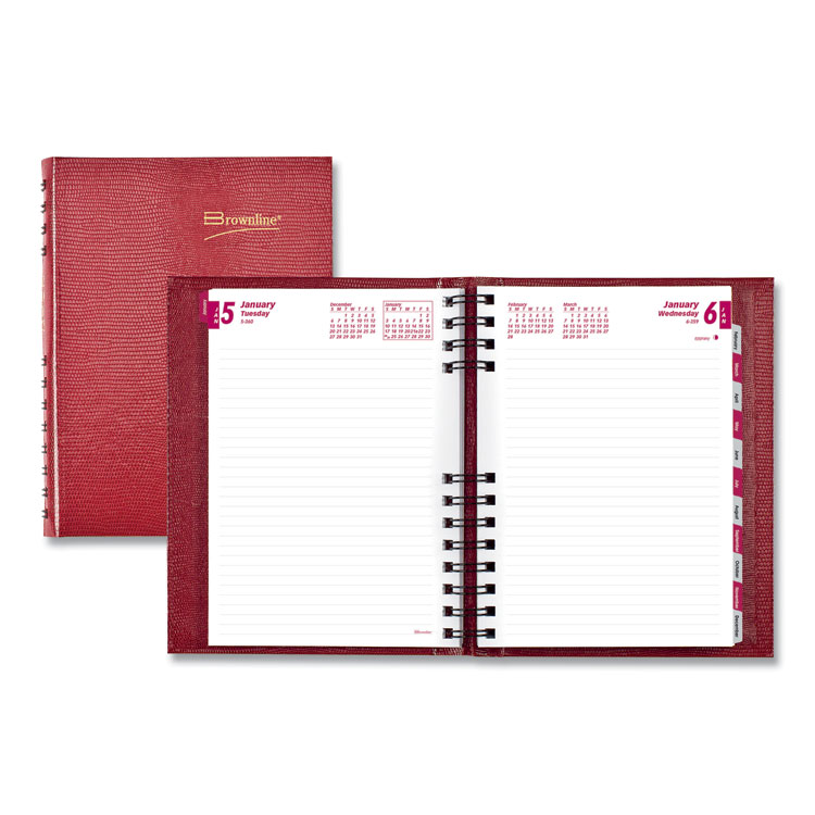 2025 CoilPro Ruled Daily Planner,Red 8.25x5.75,