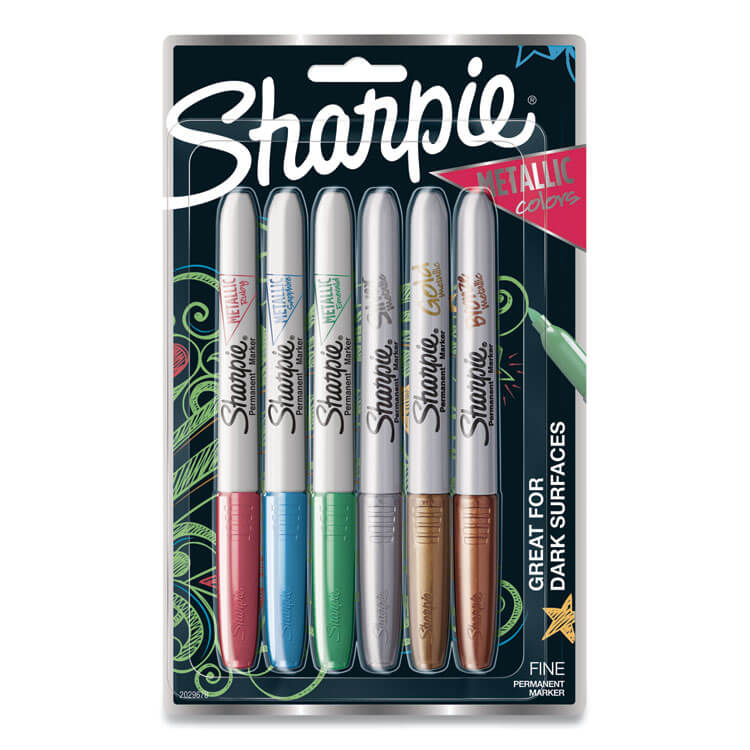 Sharpie Metallic Fine Point Permanent Markers, Blue, Green, Red, 6/PK Sharpie Metallic Fine Point Permanent Markers, Blue, Green, Red, 6/PK