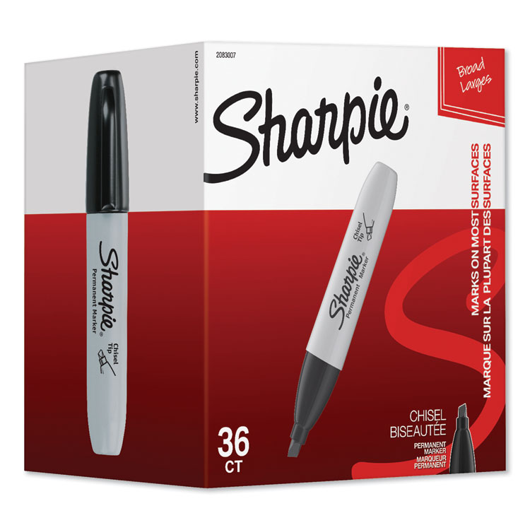 Sharpie Chisel Tip Permanent Marker, Black, 36/PK