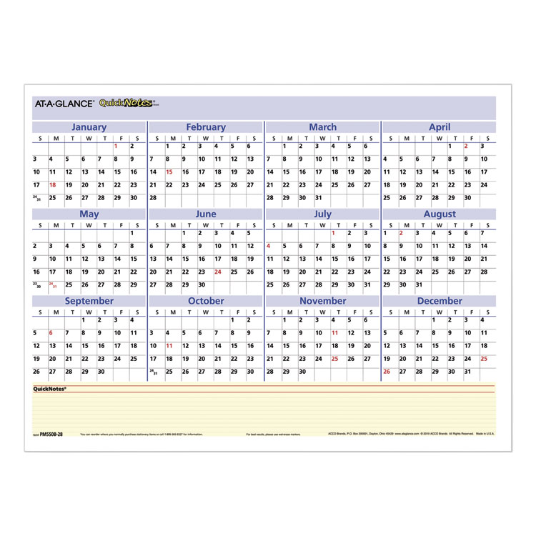 2025 QuickNotes Mini Erasable Wall Planner, 16 x 12