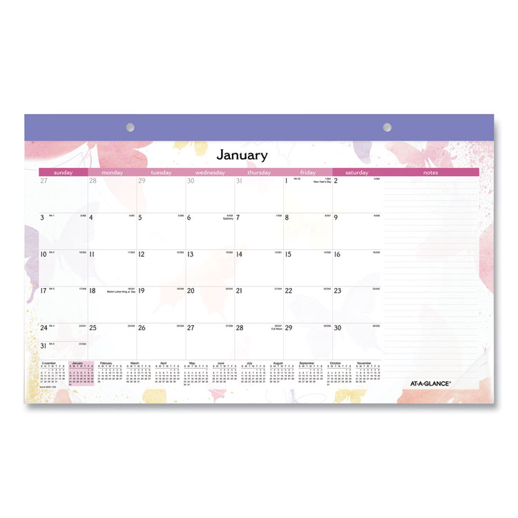 2025 Watercolor Monthly Desk Calendar, 17.75 x 11