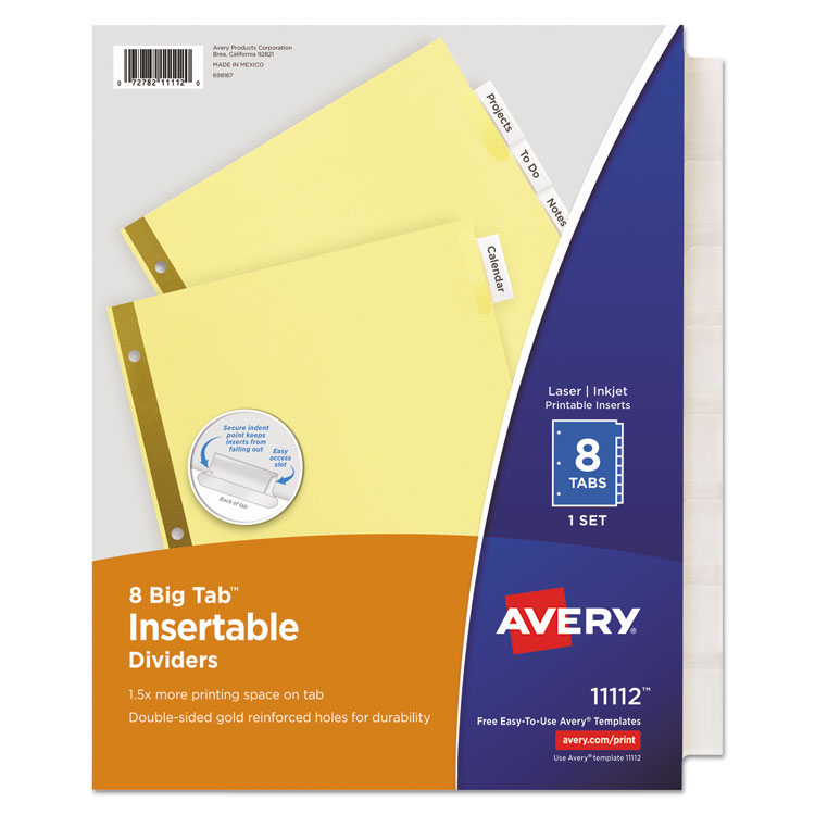 Avery Big Tab Insertable Dividers, 8 EA/ST