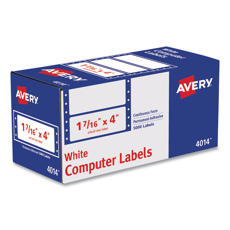 Avery Dot Matrix Printer Mailing Labels, 1.44 x 4, White, 5000/BX Avery Dot Matrix Printer Mailing Labels, 1.44 x 4, White, 5000/BX