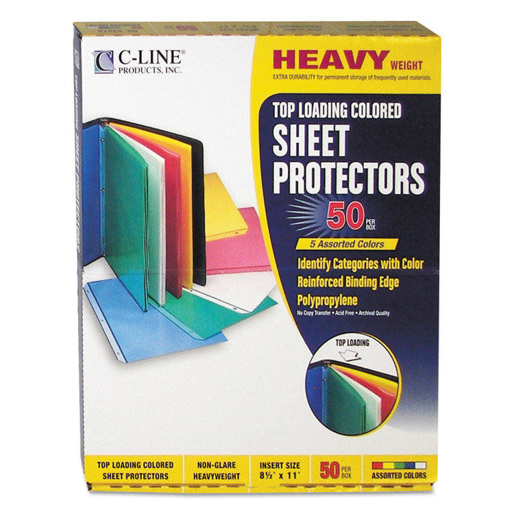 C-Line Colored Sheet Protectors, Heavy-Duty, 3-Hole Punched, 8.5 x 11 C-Line Colored Sheet Protectors, Heavy-Duty, 3-Hole Punched, 8.5 x 11