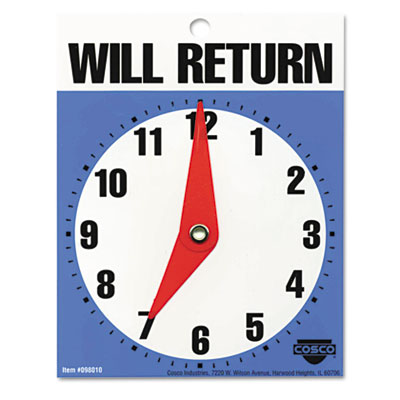 SIGN,WILL RETURN CLOCK,BE
