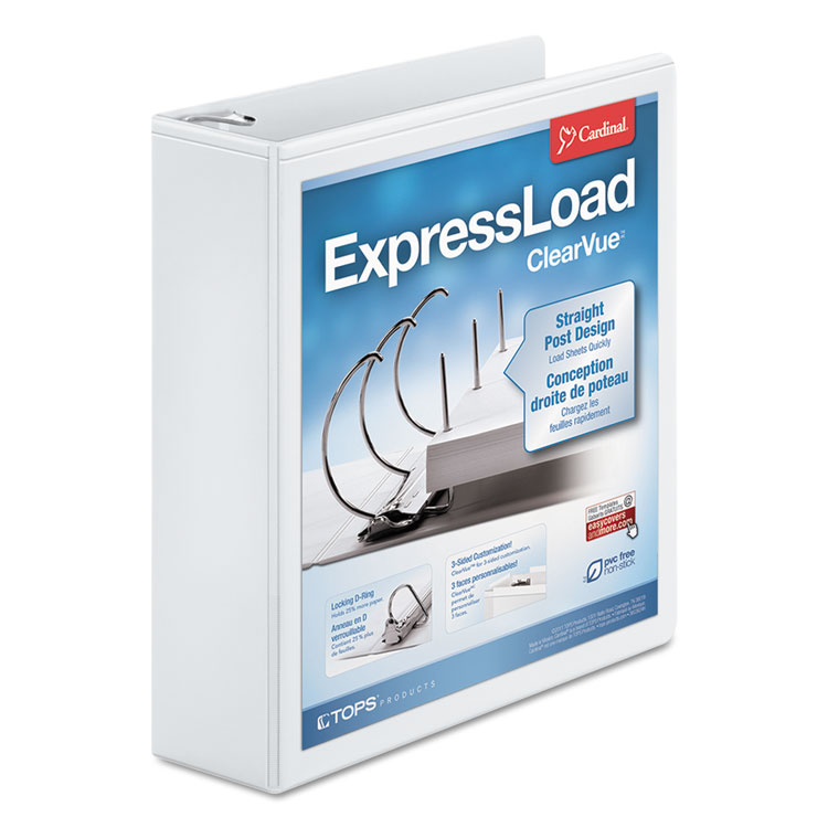 Cardinal ExpressLoad Locking D-Ring Binder, 11x8.5in, White, 1/EA Cardinal ExpressLoad Locking D-Ring Binder, 11x8.5in, White, 1/EA