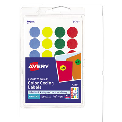 Avery Round Labels Assorted Color 24/Sheet, 42/PK